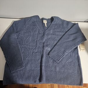 NWT St. John's Bay Blue Textured V Neck Sweater
